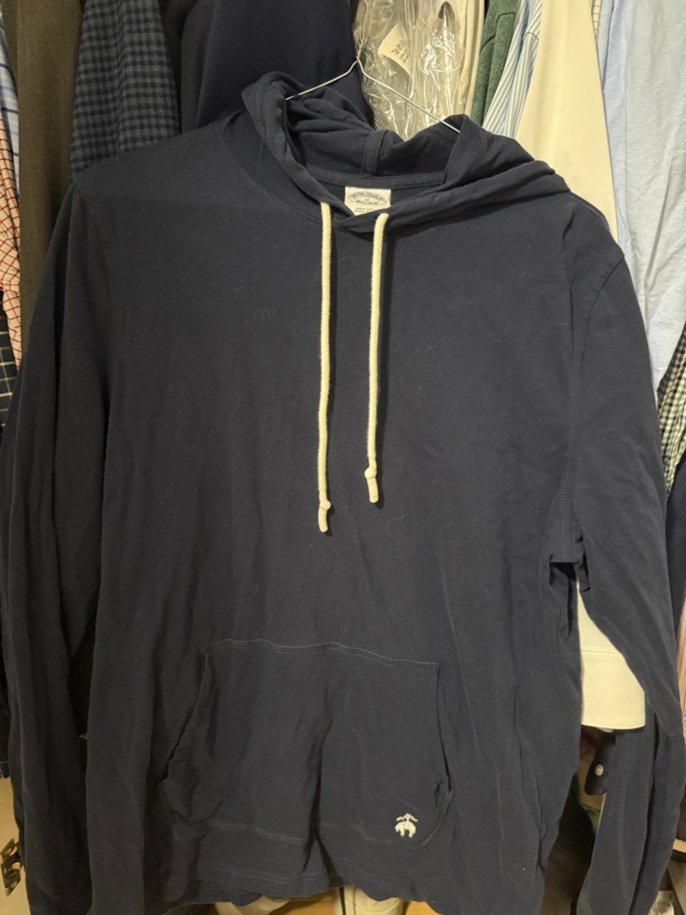 Men's Navy Hooded Pullover Shirt with Drawstring